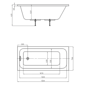 Изображение товара акриловая ванна 150x70 см aquatek мия