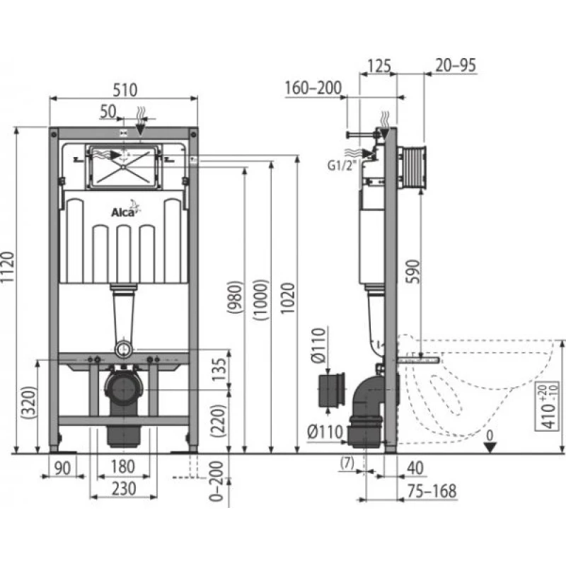 Комплект подвесной унитаз Berges Toma 082102 + система инсталляции AlcaPlast AM101/11203:1RUSSETM71