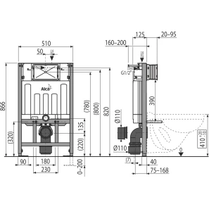 Изображение товара скрытая система инсталляции для сухой установки (для гипсокартона) alcaplast am101/850