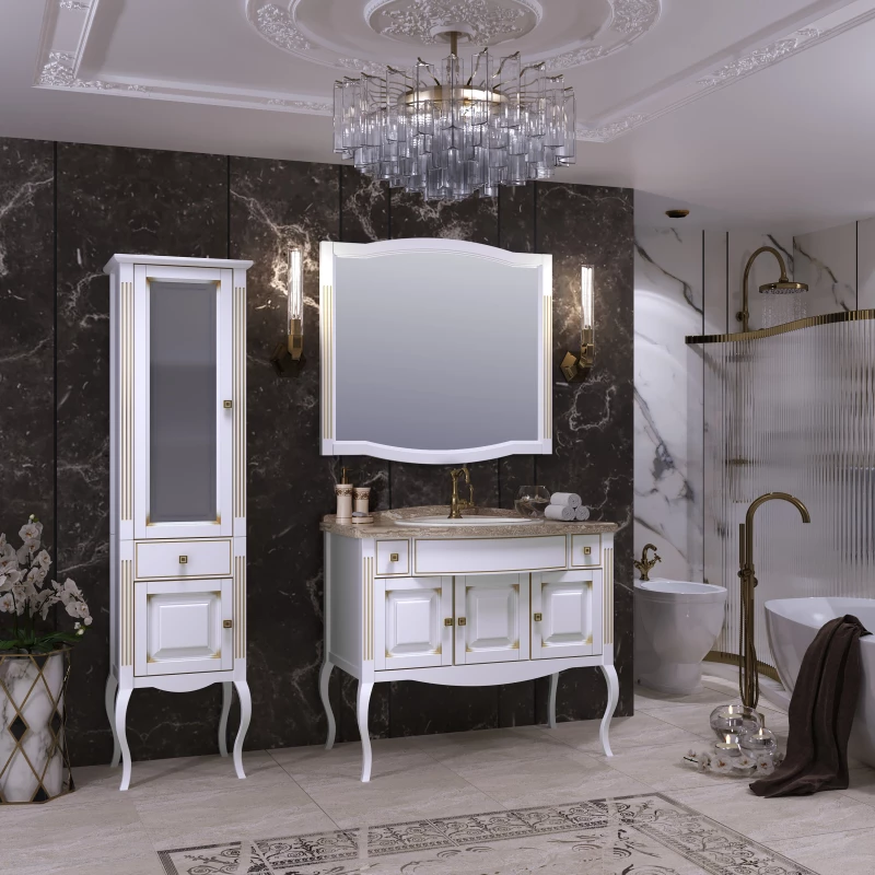 Комплект мебели белый золотая патина 100 см со столешницей Opadiris Лаура