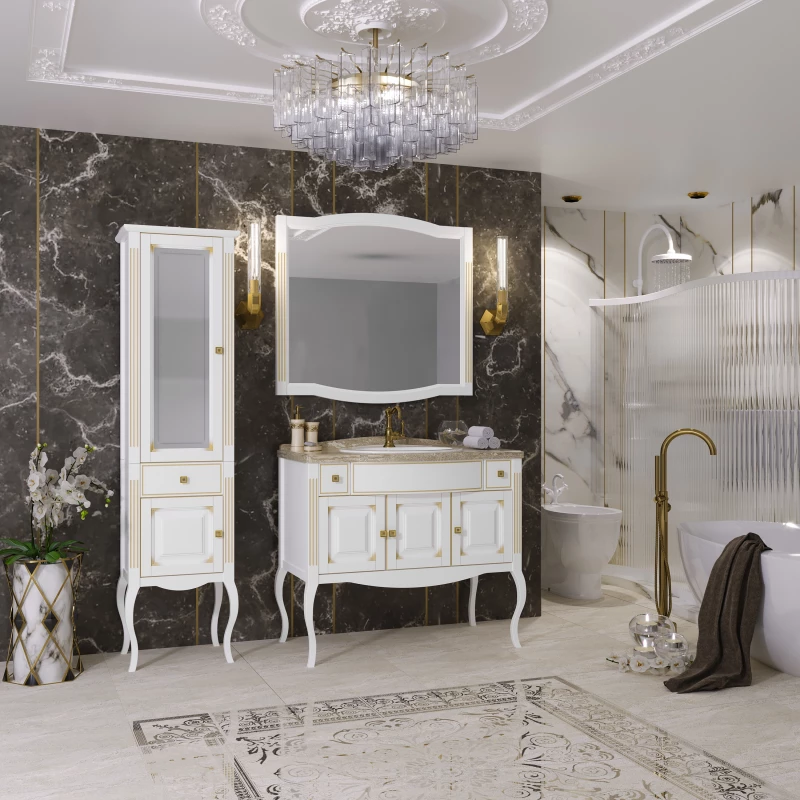 Комплект мебели белый золотая патина 100 см со столешницей Opadiris Лаура