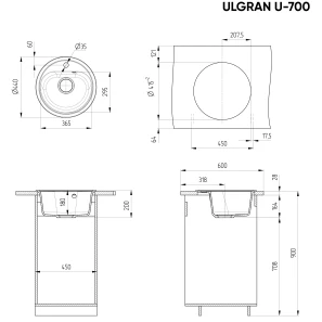 Изображение товара кухонная мойка ulgran терракот u-700-307
