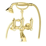 Изображение товара смеситель для ванны с ручным душем золото 24 карат, ручки металл cezares first first-vd-03/24-m
