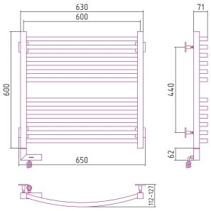 Изображение товара полотенцесушитель электрический 600x600 мэм правый сунержа аркус 2.0 00-5605-6060