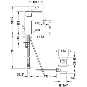 Изображение товара смеситель для раковины с донным клапаном duravit b.2 b21010001010