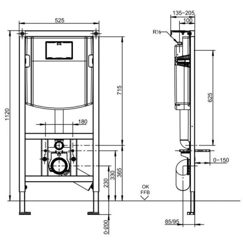 Комплект подвесной унитаз Grossman GR-4477S + система инсталляции Villeroy & Boch 92246100