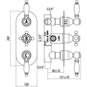 Изображение товара термостатический смеситель для ванны gattoni termostatici ts994/12v0br