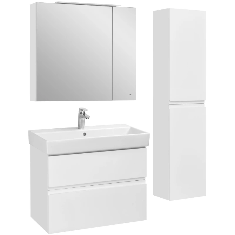 Зеркальный шкаф 80x70 см белый матовый Roca Oleta A857647501