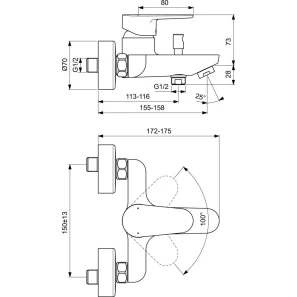 Изображение товара комплект смесителей ideal standard cerafine o bc500xg + bc554xg