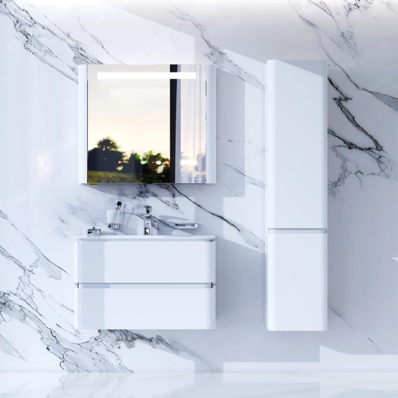 Зеркальный шкаф 80x70 см белый глянец R Am.Pm Sensation M30MCR0801WG