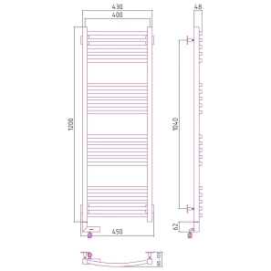 Изображение товара полотенцесушитель электрический 1200x400 мэм правый сунержа аркус 2.0 00-5605-1240