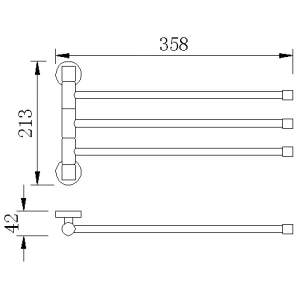 Изображение товара полотенцедержатель тройной поворотный 35,8 см rush bianki bi76523