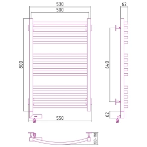 Изображение товара полотенцесушитель электрический 800x500 мэм левый сунержа аркус 2.0 00-5604-8050