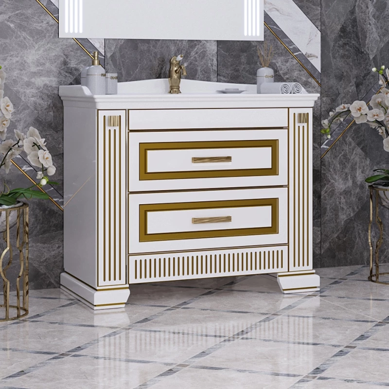 Комплект мебели белый золотая патина 100 см Opadiris Оникс