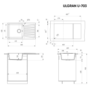 Изображение товара кухонная мойка ulgran бежевый u-703-328
