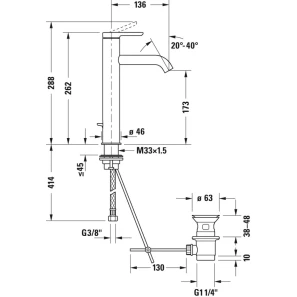Изображение товара смеситель для раковины с донным клапаном duravit c.1 c11030001010