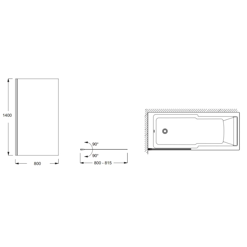 Шторка для ванны 80 см Jacob Delafon Struktura E6D042-GA прозрачное