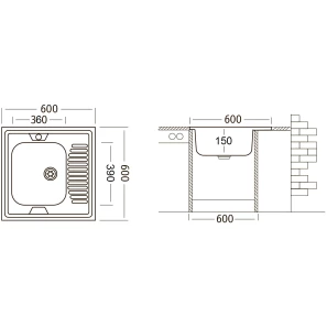 Изображение товара кухонная мойка матовая сталь ukinox стандарт std600.600 ---5c 0r-