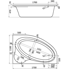 Изображение товара акриловая ванна 170x110 см r santek эдера 1.wh11.1.994