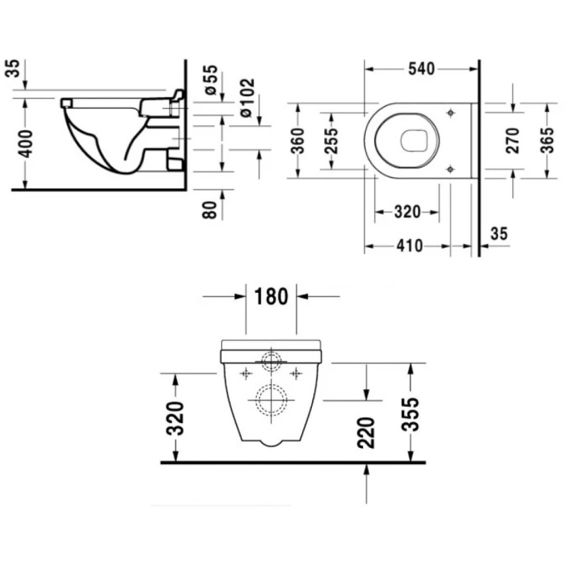 Комплект подвесной унитаз Duravit Starck 3 2200090000 + 0063810000 + система инсталляции Jacob Delafon E5504-NF + E4326-CP