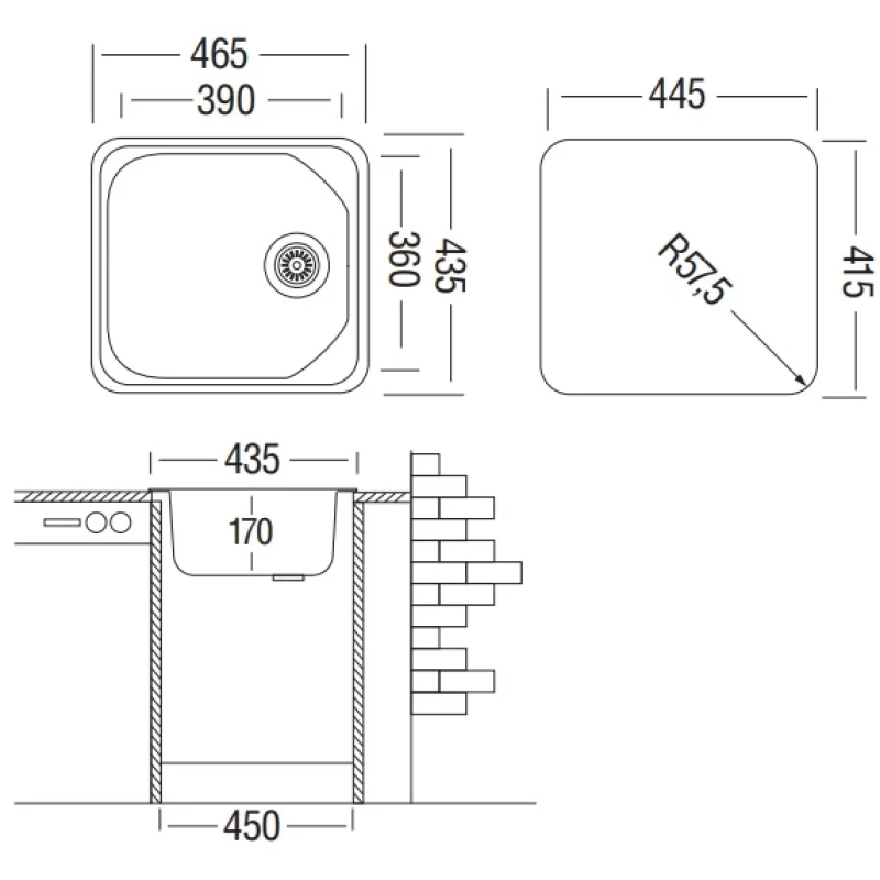 Кухонная мойка матовая сталь Ukinox Галант CMM465.435 -GT5K 2C