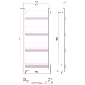Изображение товара полотенцесушитель электрический 1200x500 мэм левый сунержа аркус 2.0 00-5604-1250