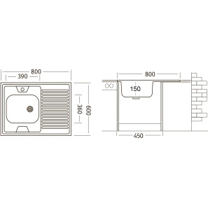 Изображение товара кухонная мойка матовая сталь ukinox стандарт std800.600 ---5c 0l-