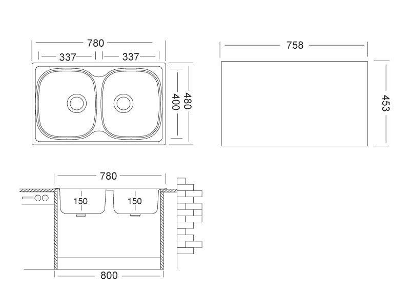 Кухонная мойка матовая сталь Ukinox Классика CLM780.480 20--6K 3C