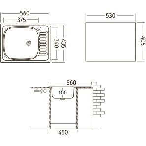 Изображение товара кухонная мойка матовая сталь ukinox классика clm560.435 ---5k 2l