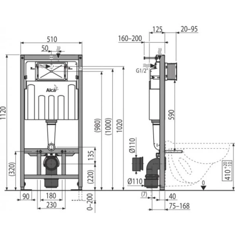 Комплект подвесной унитаз Grossman GR-4441S + система инсталляции AlcaPlast AM101/11203:1RUSSETM70