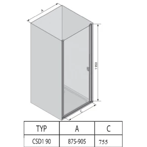 Изображение товара душевая дверь ravak chrome csd1 90 сатин transparent 0qv70u00z1