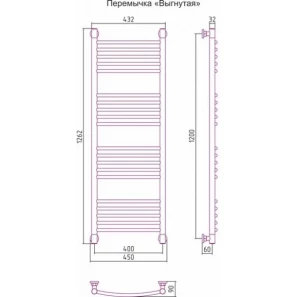 Изображение товара полотенцесушитель водяной 1200x400 перемычка выгнутая состаренная латунь сунержа богема+ 051-0221-1240