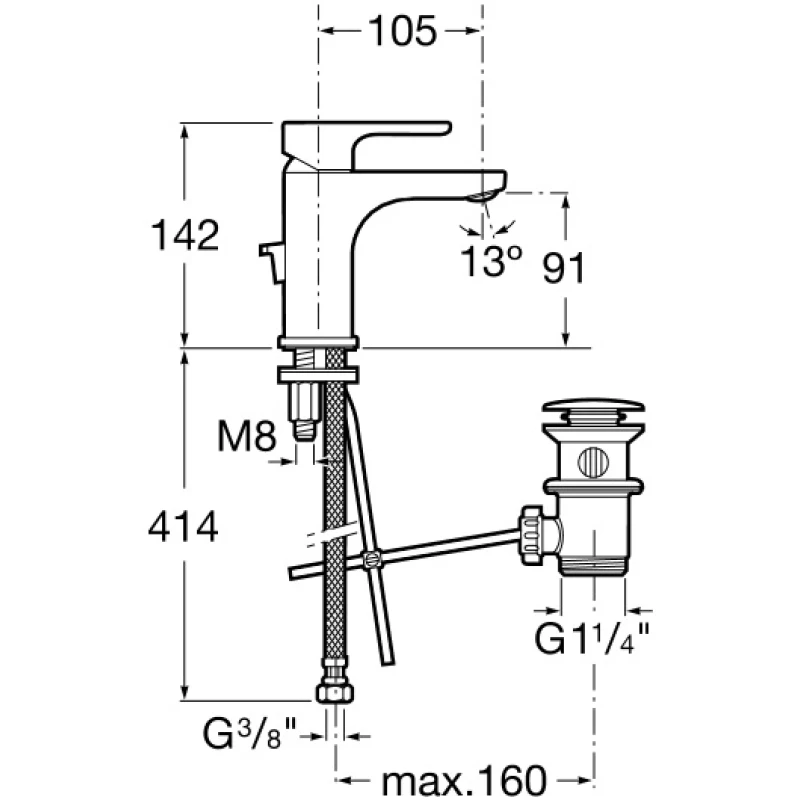 Смеситель для раковины с донным клапаном Roca L20 5A3A09C0M